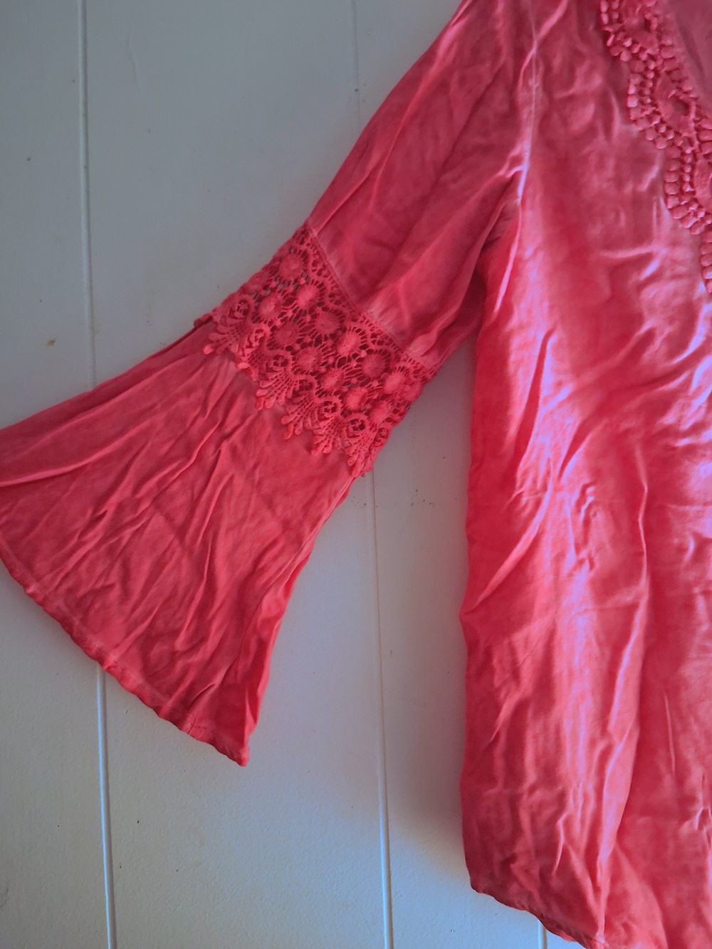 NWT Floral & Ivy Versona Womens Bright Pink Textured Top Lightweight Boho